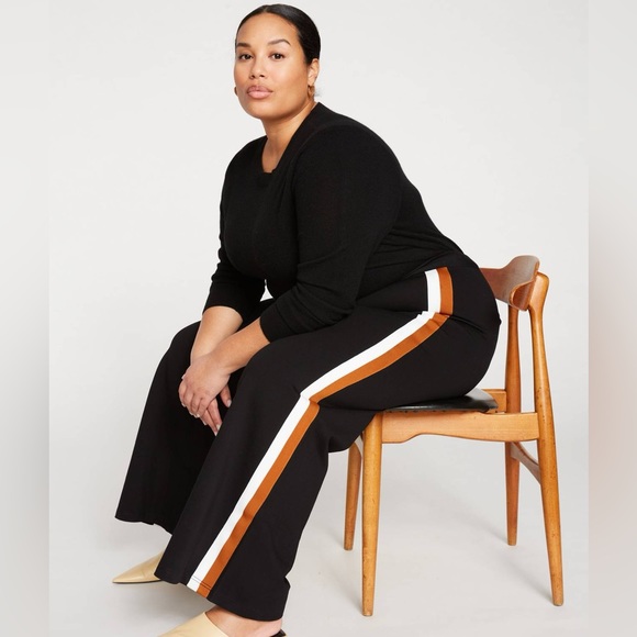 Universal Standard 2X wide-leg ponte pant with white and ochre stripe - NWT - Picture 1 of 7